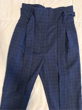 Leyden Navy Plaid Skirt with Pink Brand Tag